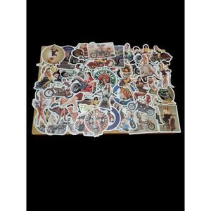 Lot Of 60 Old Fashioned Retro Stickers Girls And Motorcycles